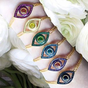 Sterling Silver Delicate Chained Evil Eye Bracelet